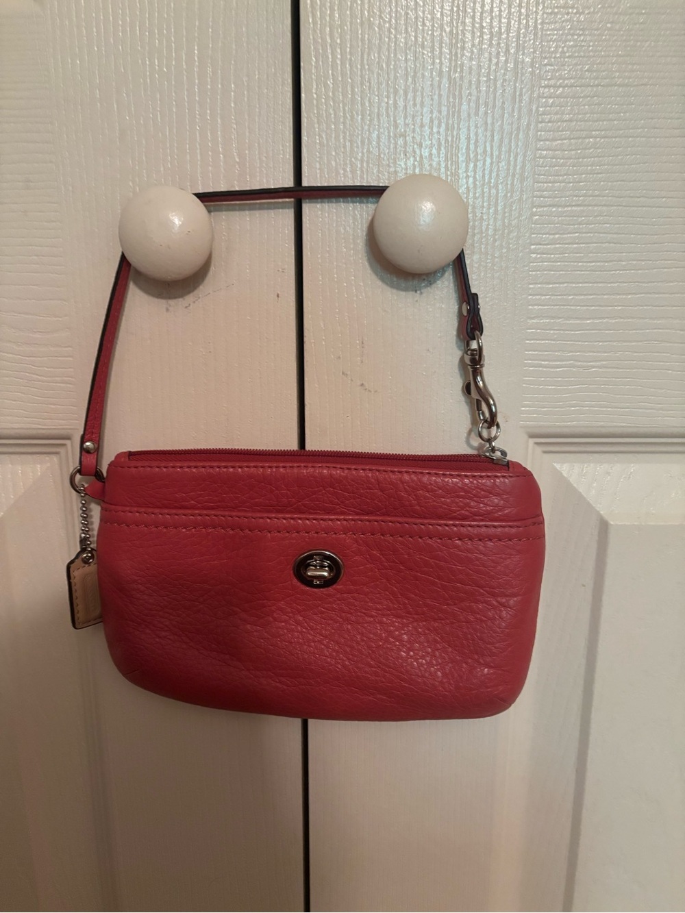 Coach Red Leather Wristlet Clutch